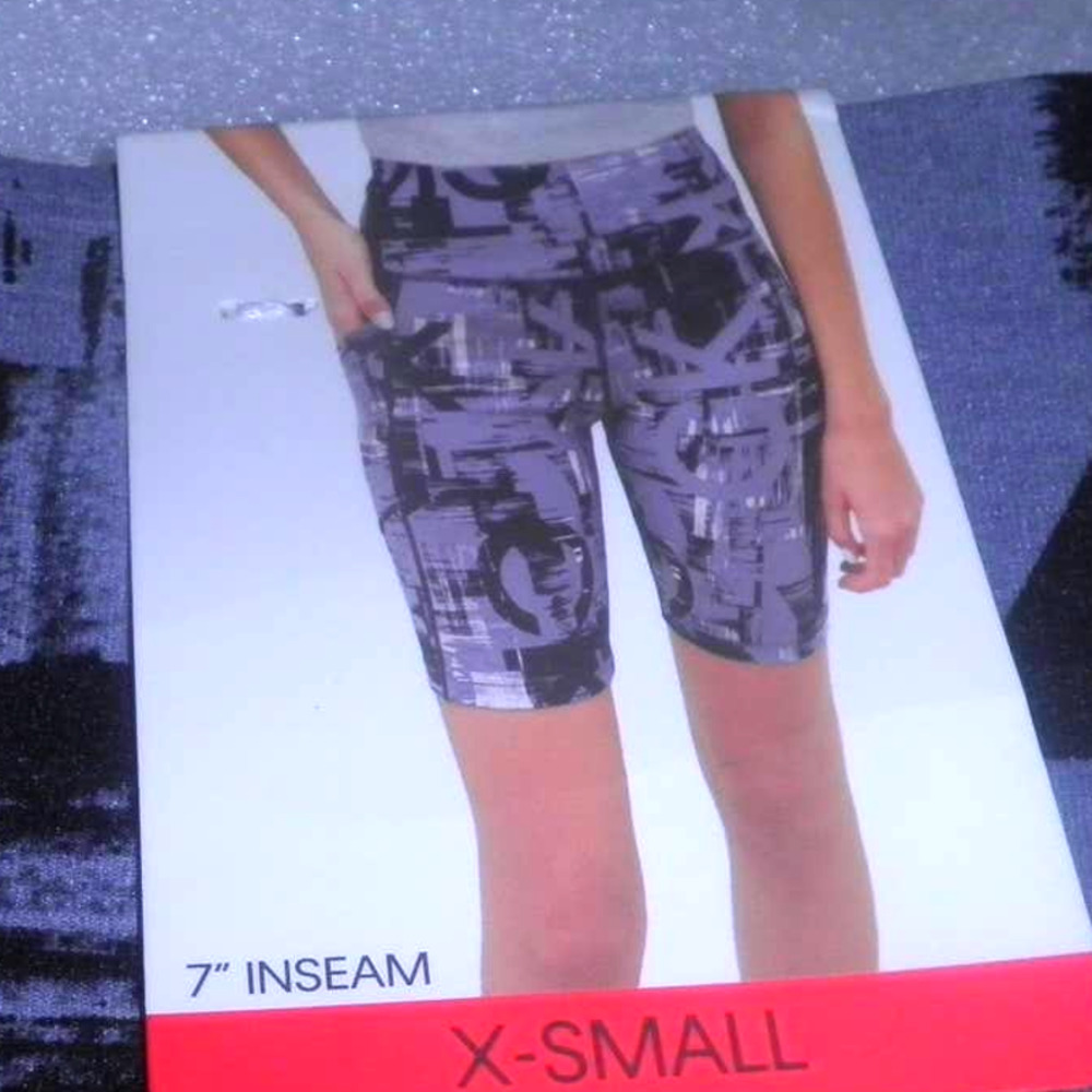 Calvin Klein Ladies Logo High Rise Bike Short, Camouflaged Blues, NWT